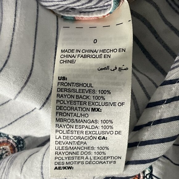 Chico's Top Womens‎ Sz S (0) Button Up Floral Embroidery Striped Paisley Boho - Picture 15 of 15